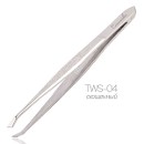 Пинцет узкий скошенный Cosmake TWS-04, серебро