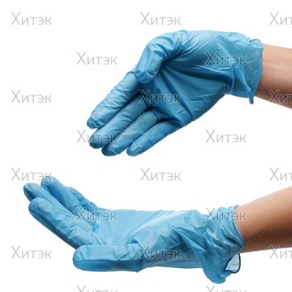 Перчатки нитровиниловые Benovy Nitrovinyl гладкие, голубые, XL (50 пар)