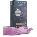 Перчатки Benovy Nitrile MultiColor нитриловые, текстур. на пальцах, розовые, M (50 пар)