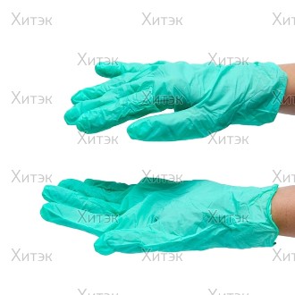 Перчатки Benovy нитрил, неопудренные, нестерильные, зеленый L (50 пар)