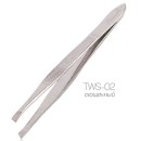 Пинцет скошенный Cosmake TWS-02, серебро